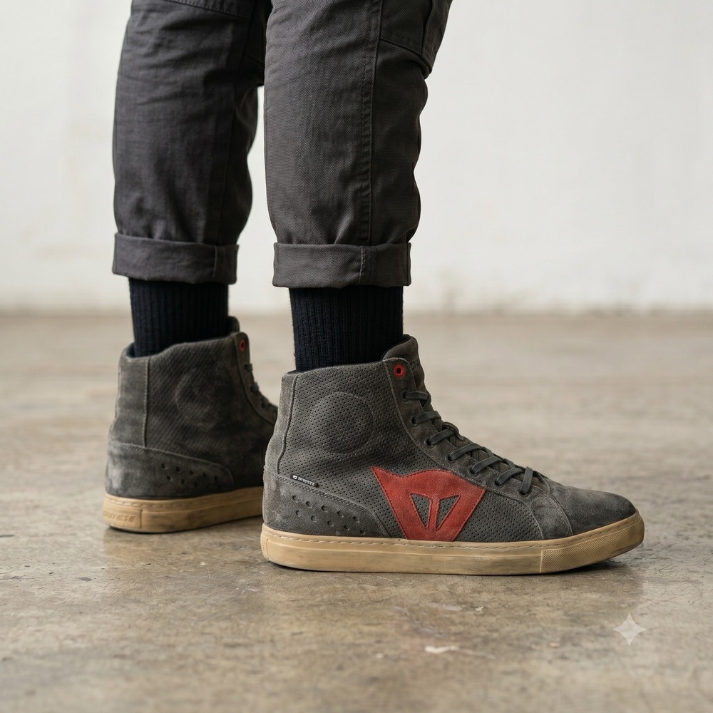 Dainese Street Biker Air Shoes Mens 11 Gray Perforated Suede Moto Urban Biker